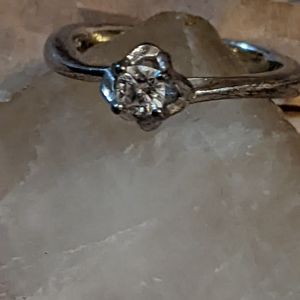 Silver ring topaz size 6